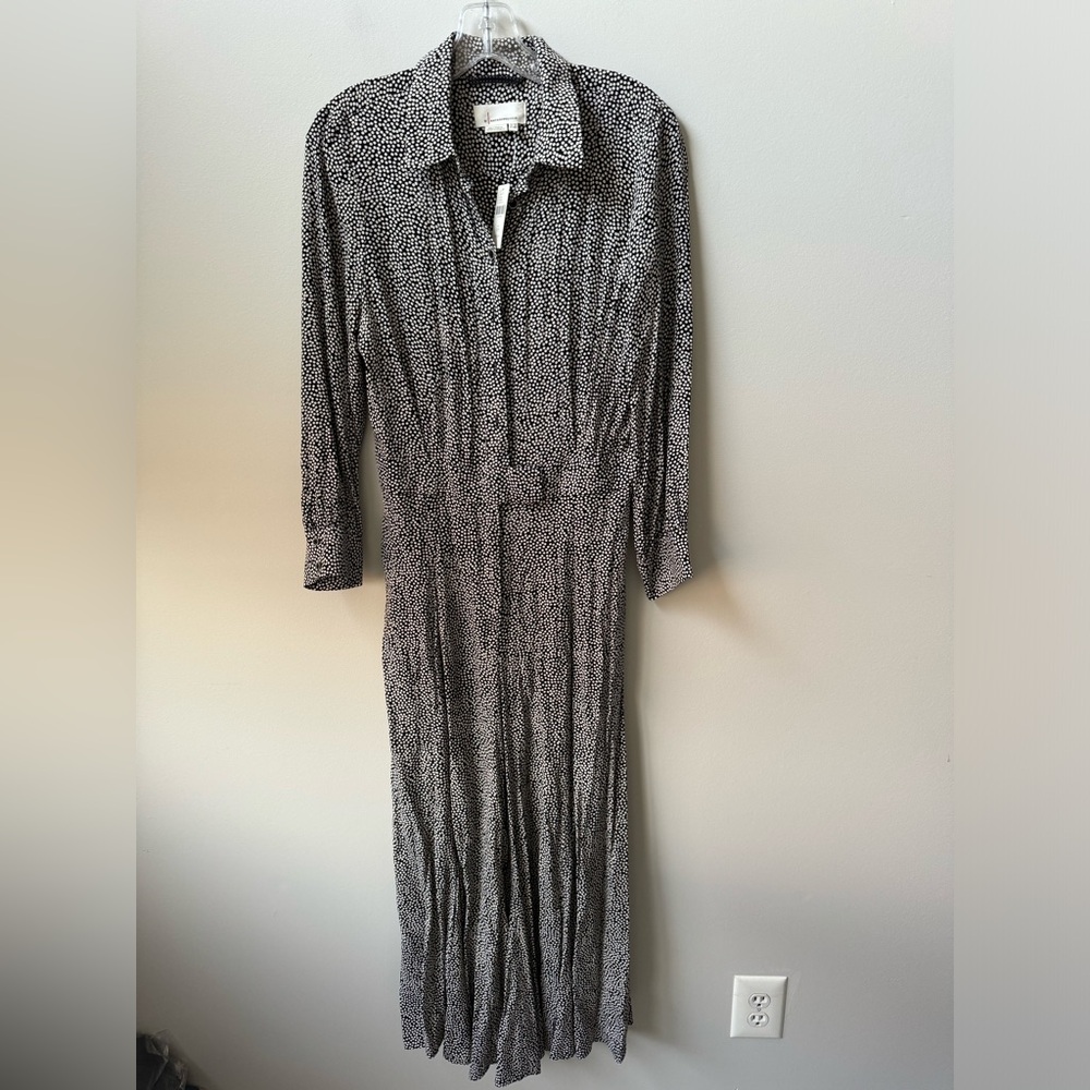 ANTHROPOLOGIE LOVELAND WIDE LEG FLOWY BLACK/WHITE JUMPSUIT - Picture 3 of 8